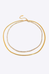 Double-Layered Inlaid Zircon Stainless Steel Necklace Necklaces - Tophatter Daily Deals