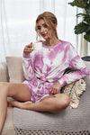 Tie-Dye Dropped Shoulder Top and Shorts Lounge Set Loungewear Sets - Tophatter Daily Deals