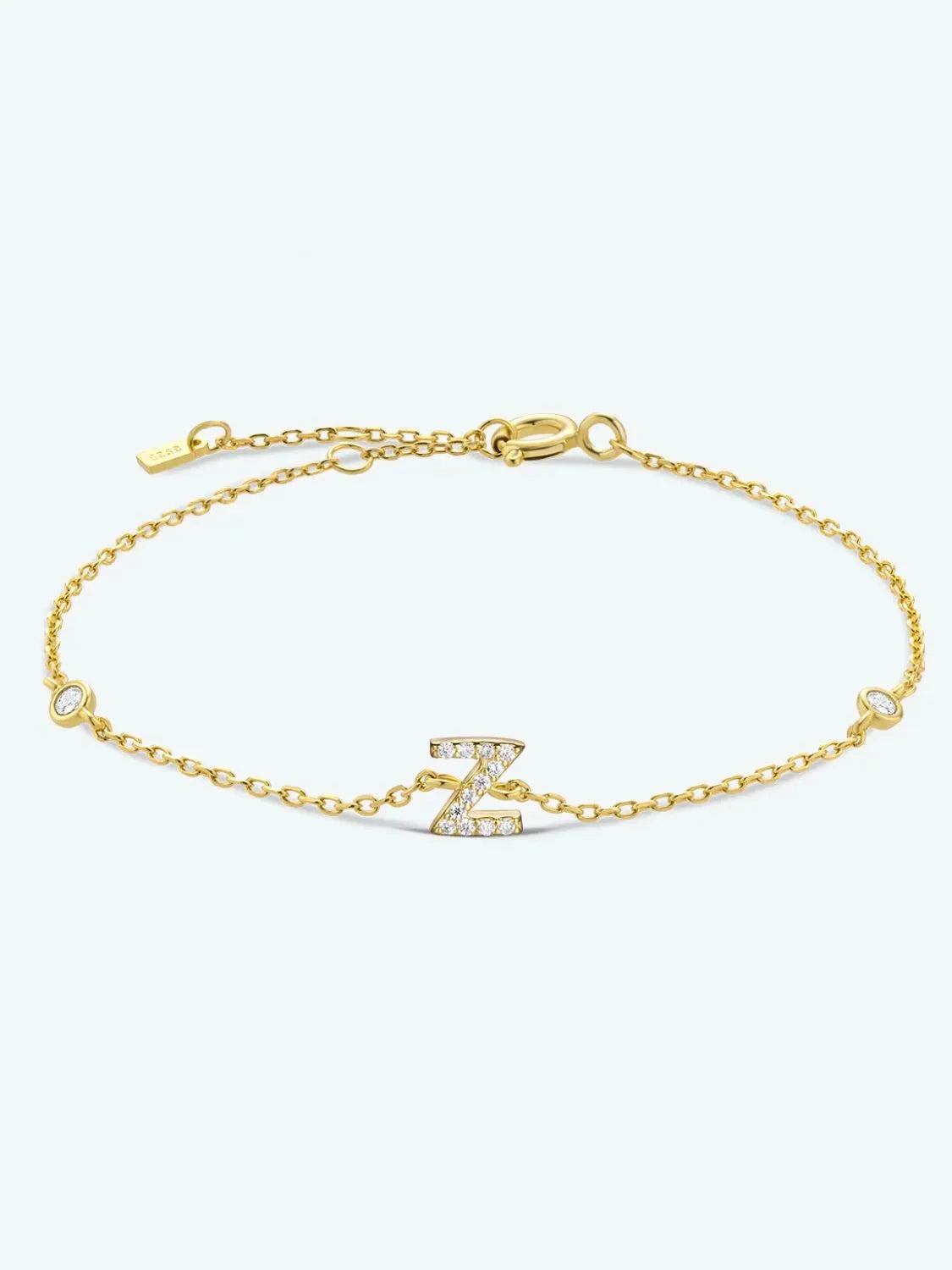 V To Z Zircon 925 Sterling Silver Bracelet Z Gold One Size Bracelets - Tophatter Daily Deals