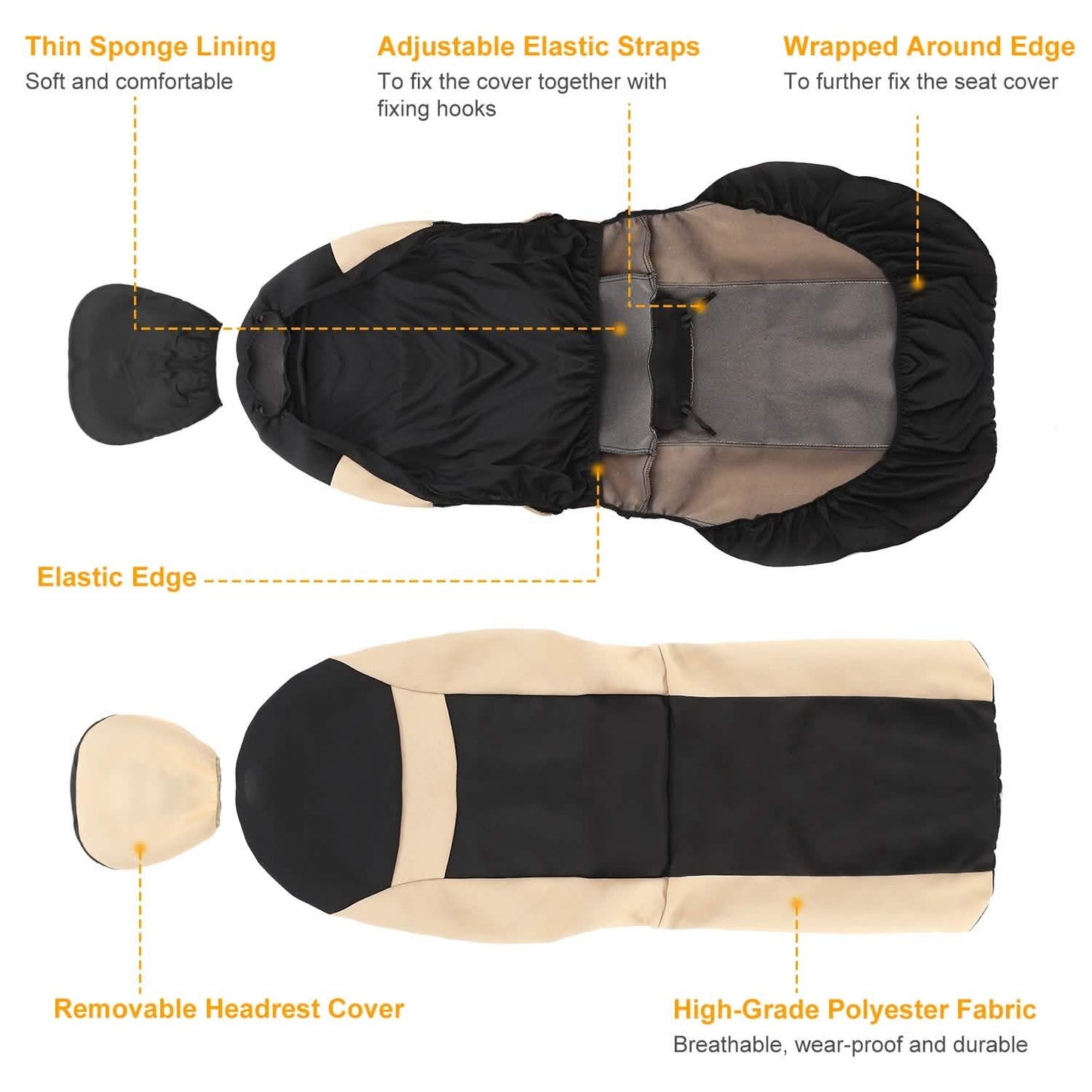 14-Pieces: Universal Auto Seat Cover Set Automotive - Tophatter Daily Deals