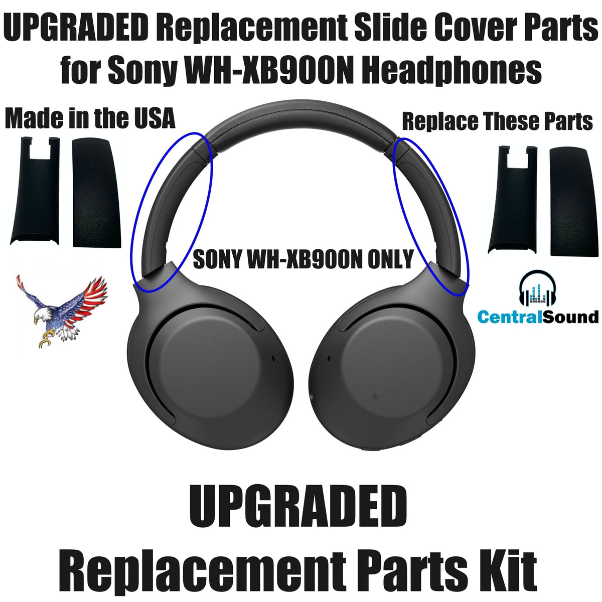 Replacement Side Cover Slider Parts UPGRADE KIT for Sony WH-XB900N WHXB900N Audio Accessories - Tophatter Daily Deals