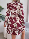 Tied Ruffled Printed Long Sleeve Dress Casual Dresses - Tophatter Daily Deals