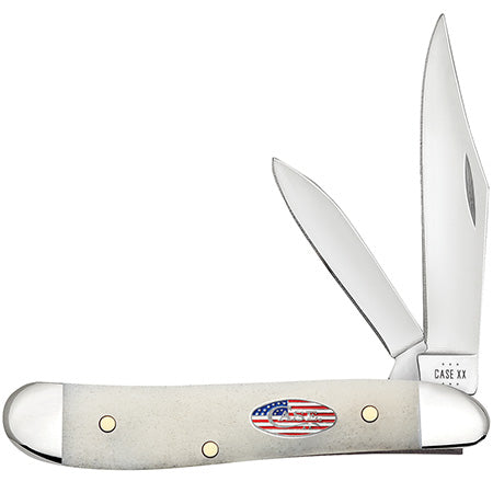 Case Peanut - Smooth Natural Bone - Stars & Stripes Shield - 14094 Traditional Knives - Tophatter Daily Deals