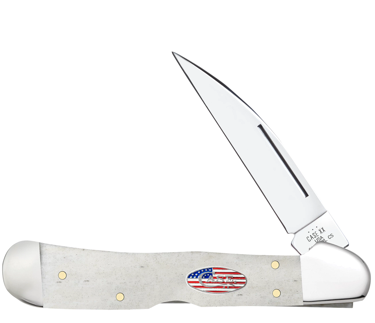 Case Copperlock - Smooth Natural Bone - Stars & Stripes Shield - 14095 Traditional Knives - Tophatter Daily Deals