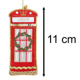 London Phone Box Bauble | Luxury Fabric Christmas Tree Hanging Ornament - 11cm Baubles - Tophatter Daily Deals