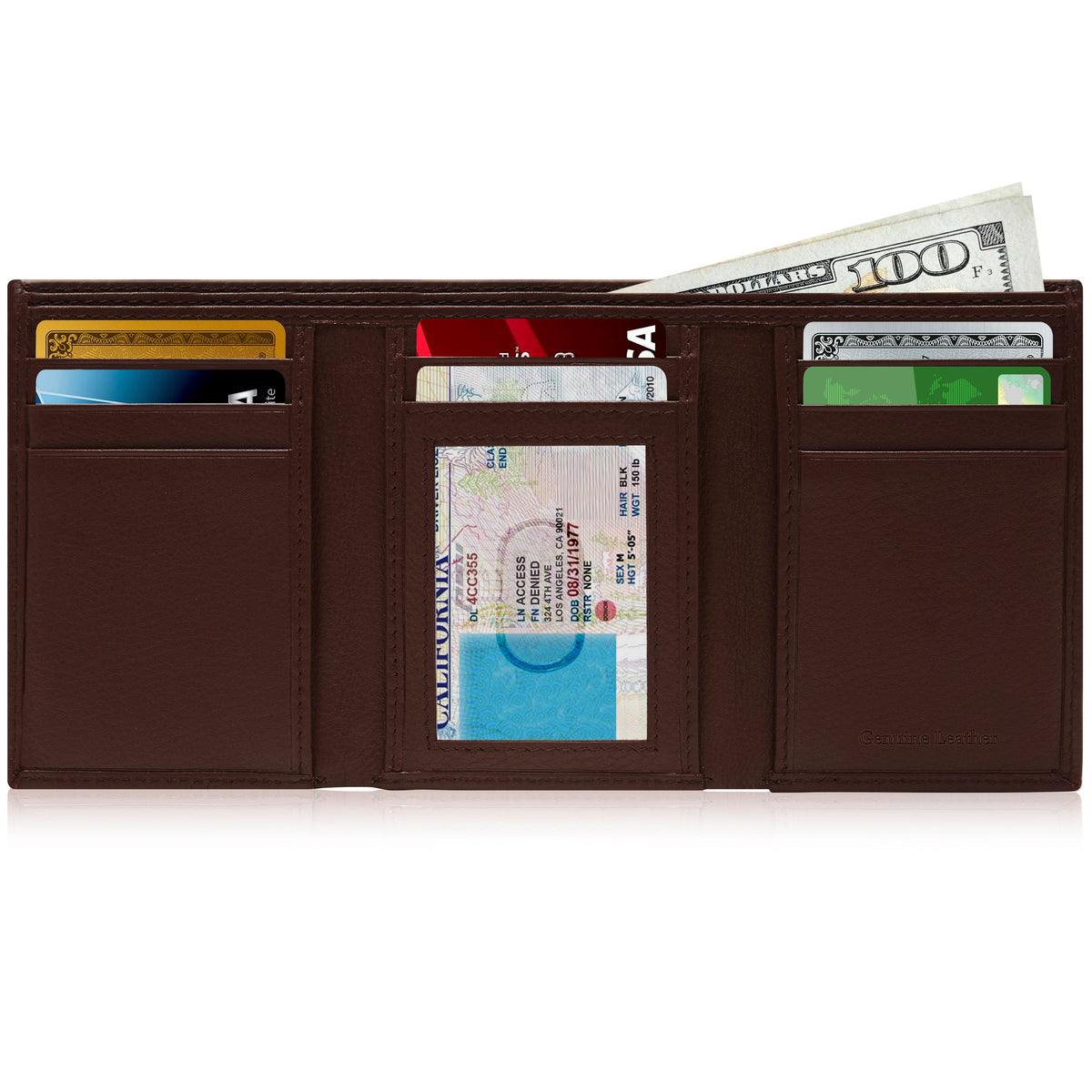 Genuine Leather Trifold Wallet – ID Window, RFID Blocking Handbags & Wallets - Tophatter Daily Deals