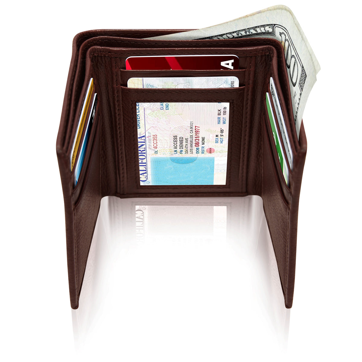 Genuine Leather Trifold Wallet – ID Window, RFID Blocking Handbags & Wallets - Tophatter Daily Deals