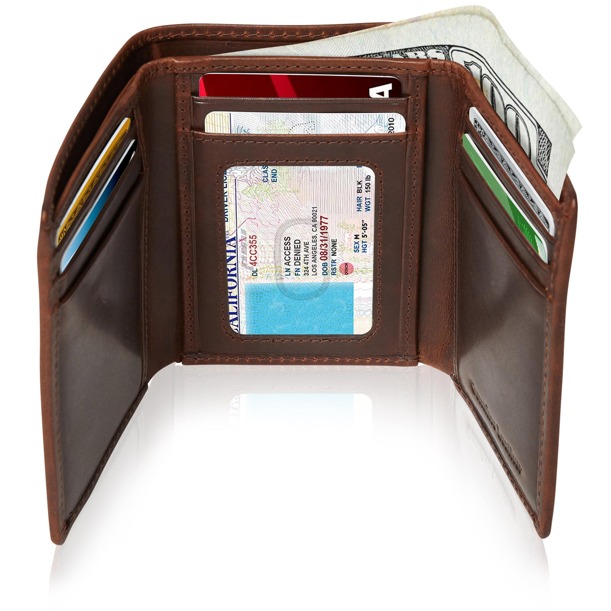 Genuine Leather Trifold Wallet – ID Window, RFID Blocking Handbags & Wallets - Tophatter Daily Deals