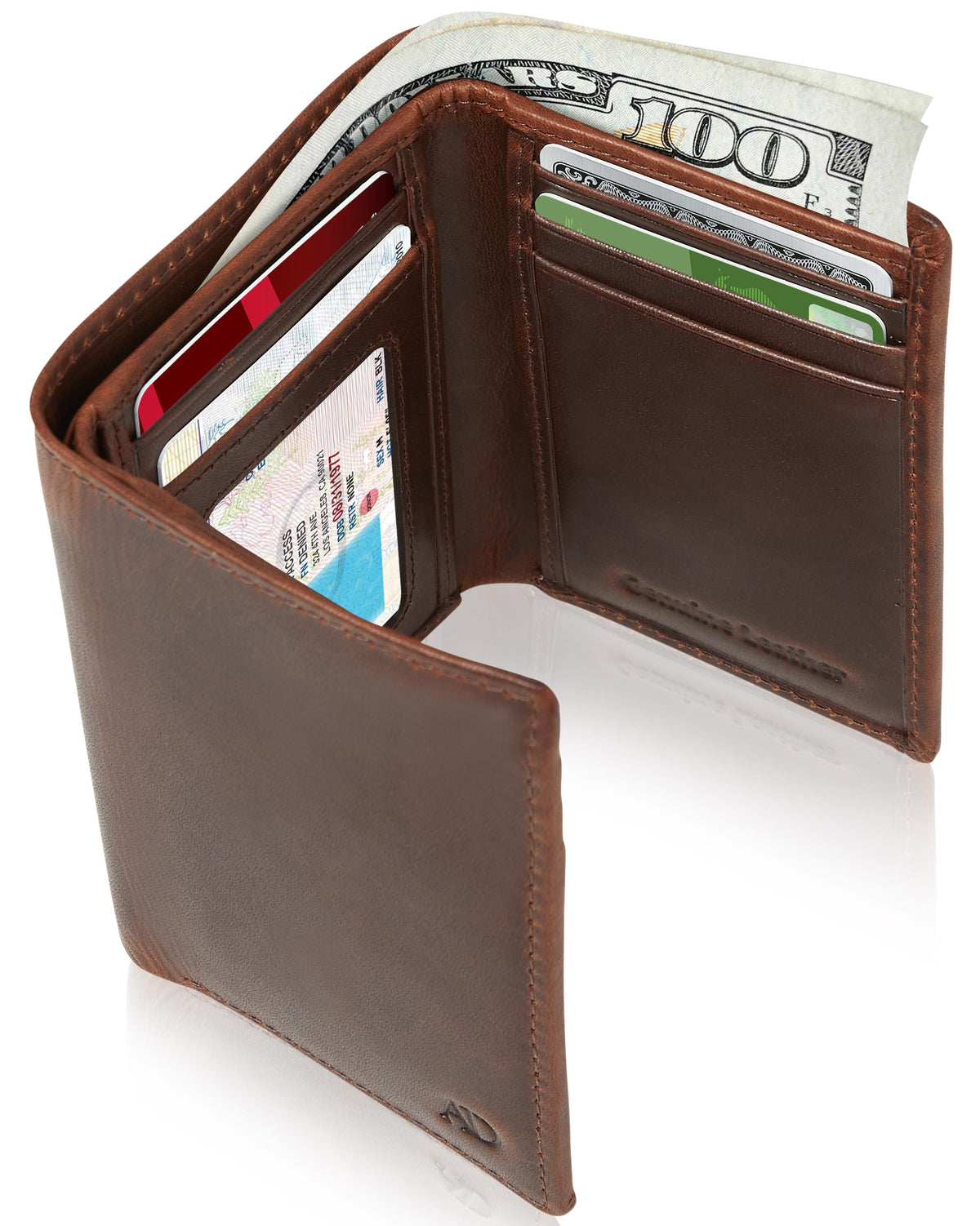 Genuine Leather Trifold Wallet – ID Window, RFID Blocking Crazyhorse Brown Handbags & Wallets - Tophatter Daily Deals