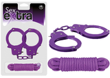 Sex Extra Metal Cuffs and 3 Meter Love Rope Set Purple > Bondage Gear > Handcuffs - Tophatter Daily Deals