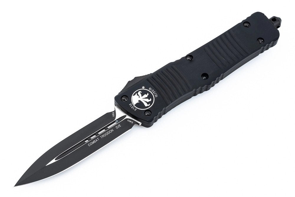 Microtech Combat Troodon - D/E - Black Tactical - 142-1T Automatic Knives - Tophatter Daily Deals