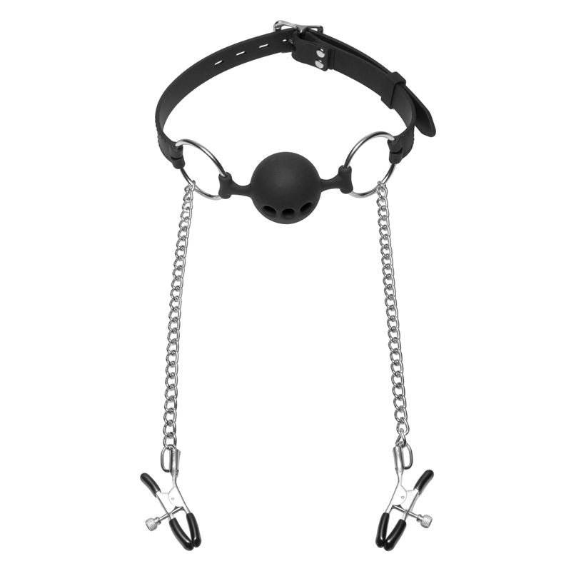 Hinder Breathable Silicone Ball Gag With Nipple Clamps > Bondage Gear > Gags and Bits - Tophatter Daily Deals
