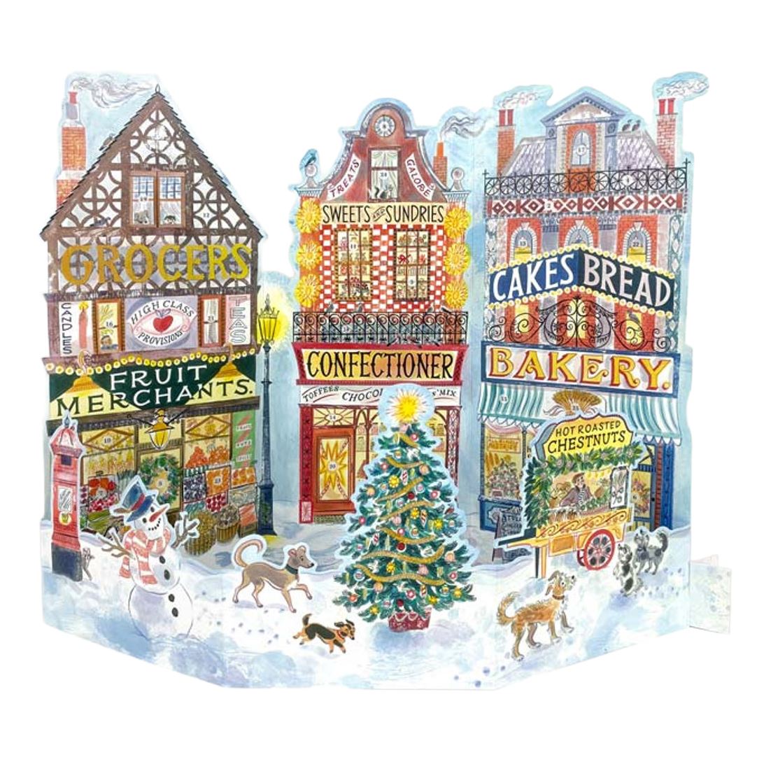 3D High Street Christmas Advent Calendar | Advent Calendar Pop-Up Winter Scene Advent Calendar - Tophatter Daily Deals