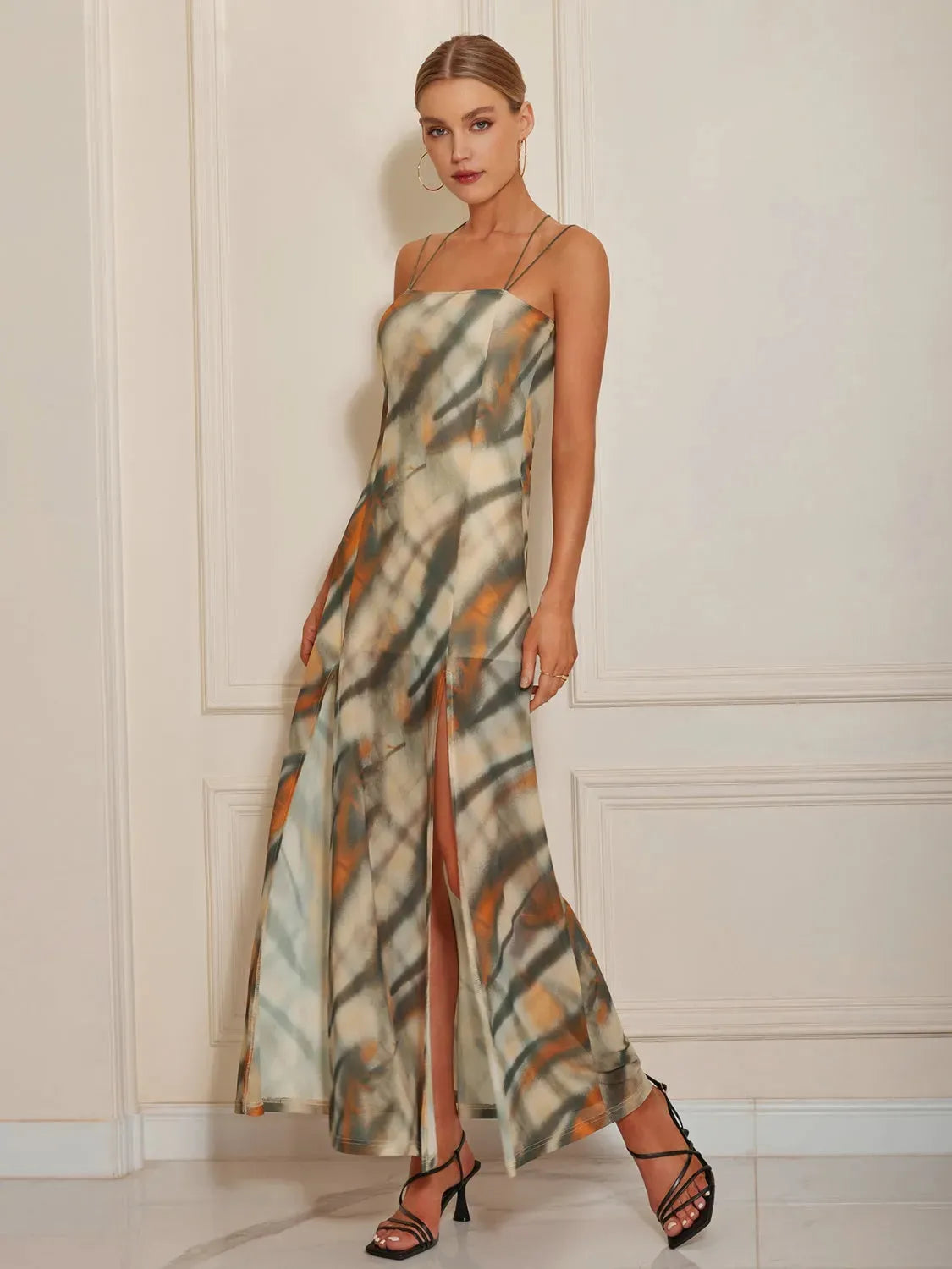 Slit Square Neck Maxi Cami Dress Cocktail Dresses - Tophatter Daily Deals