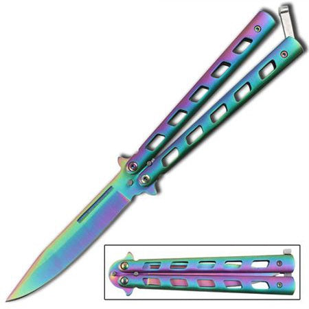 5" Closed Length Rainbow Warrior Balisong Butterfly Knife - TOPHATTER'S ARMORY DEALS Collectible Weapons - Tophatter Daily Deals