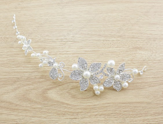 Butterfly Bridal Jewelry Set Chain Pearl Jewelry Three Piece Bridal Soft Chain Headdress Bridal Jewelry Set Headdress 0 - Tophatter Daily Deals