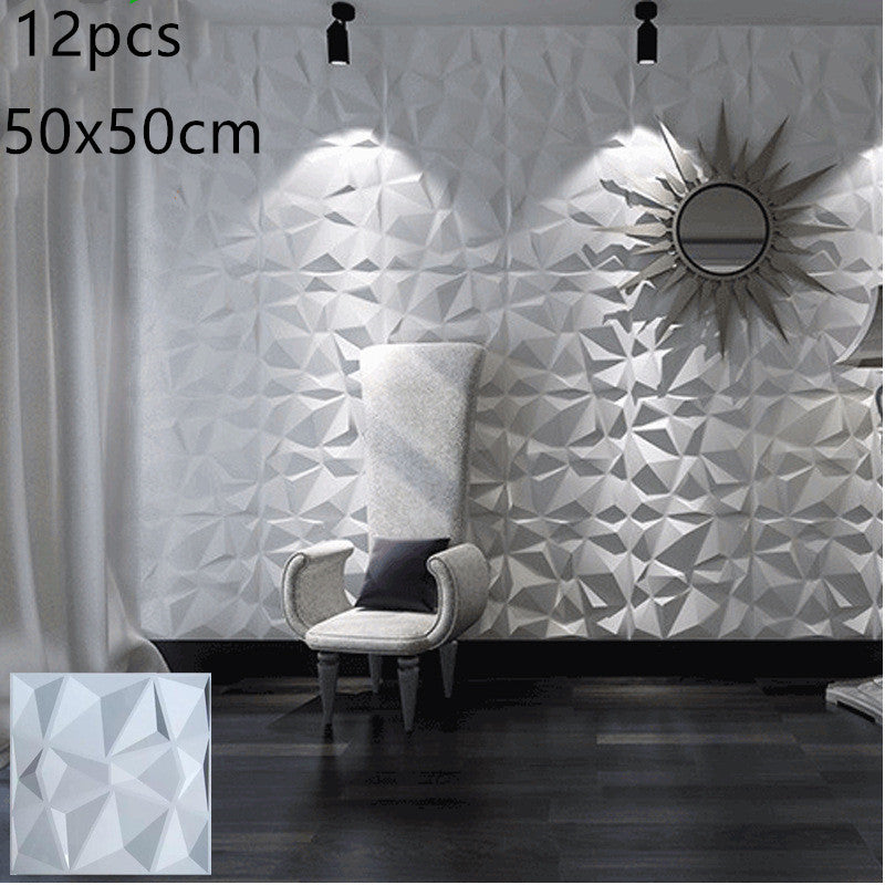 3D solid background wall panel Bright white12pc 50X50 0 - Tophatter Daily Deals
