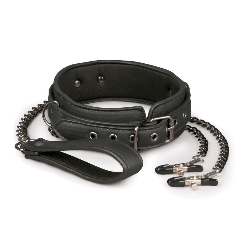 Collar With Nipple Chains Made From Faux Leather > Bondage Gear > Collars & Leashes - Tophatter Daily Deals