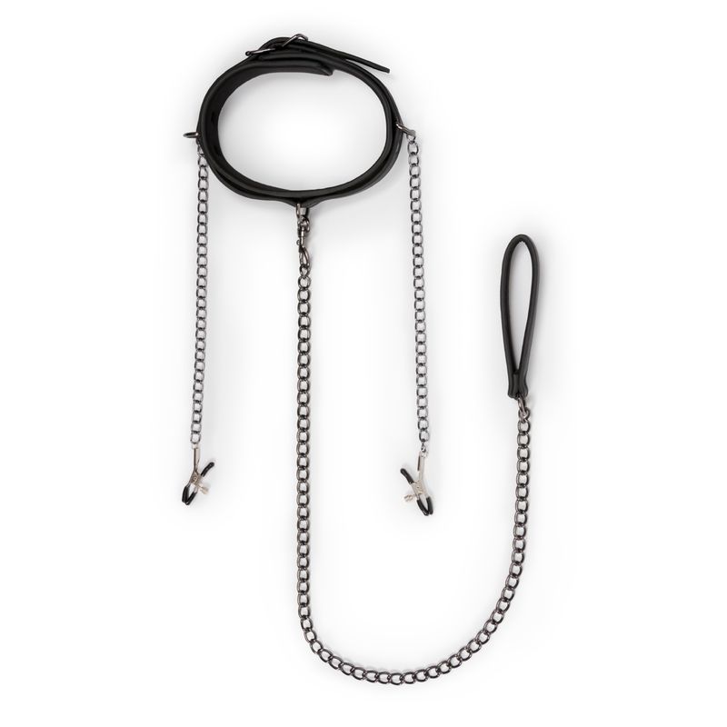 Collar With Nipple Chains Made From Faux Leather > Bondage Gear > Collars & Leashes - Tophatter Daily Deals