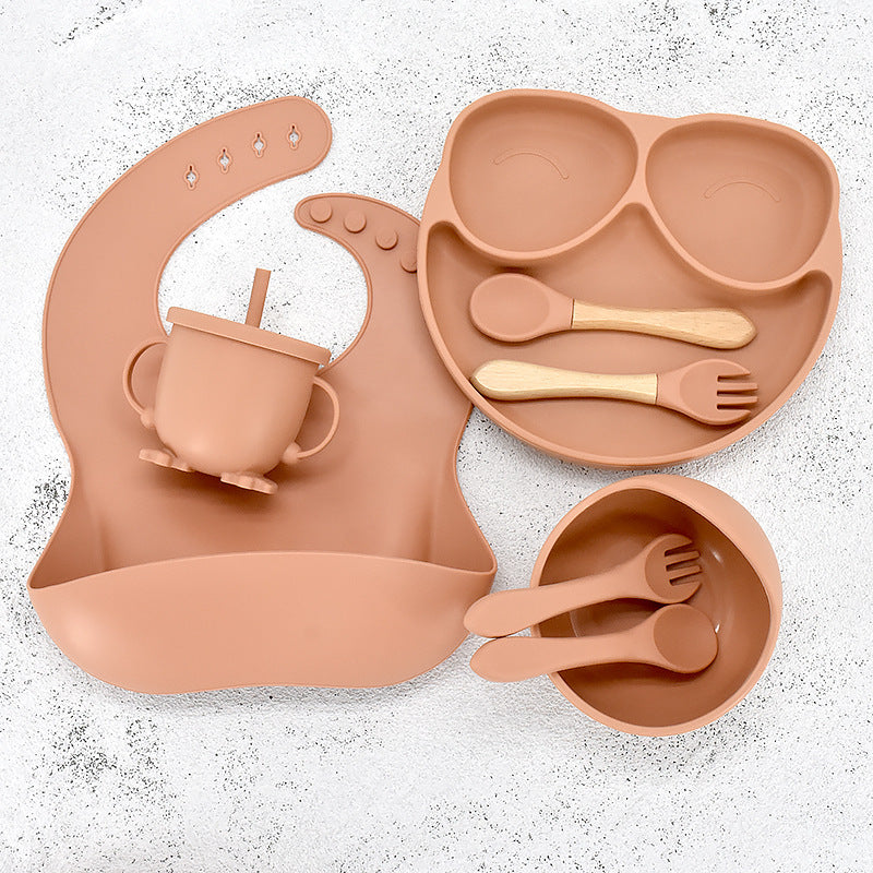 11 Piece Baby Training Dinner Plate Bowl Orange 8PCS 0 - Tophatter Daily Deals