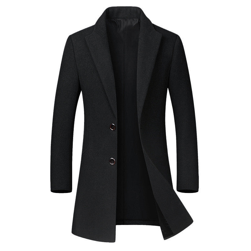 Warm Tailored Mens Wool Coat - Single Breasted Thigh, Winter Black 3D Changing Face Moving Picture Frame - Tophatter Daily Deals