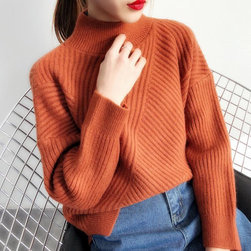 Soft Women’s Sweater - Loose Half High Collar, Ribbed Knit Caramel One size 3D Changing Face Moving Picture Frame - Tophatter Daily Deals