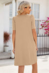 Pocketed Square Neck Short Sleeve Dress Casual Dresses - Tophatter Daily Deals