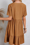 Full Size Ruched V-Neck Short Sleeve Dress Casual Dresses - Tophatter Daily Deals