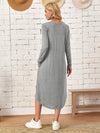 Pocketed Round Neck Long Sleeve Tee Dress Casual Dresses - Tophatter Daily Deals