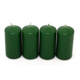 Set of 4 Green Pillar Candles | Unscented Wax Candles for Home & Events - 5x10cm Candle - Tophatter Daily Deals