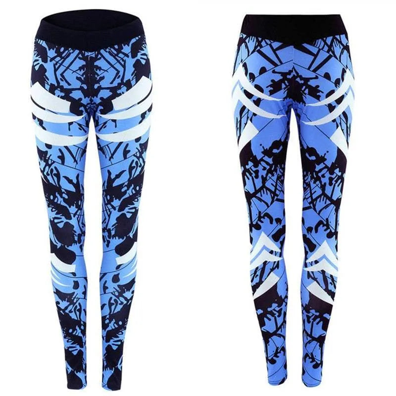 Dark Blue Printed Tight Gym Leggings Leggings - Tophatter Daily Deals