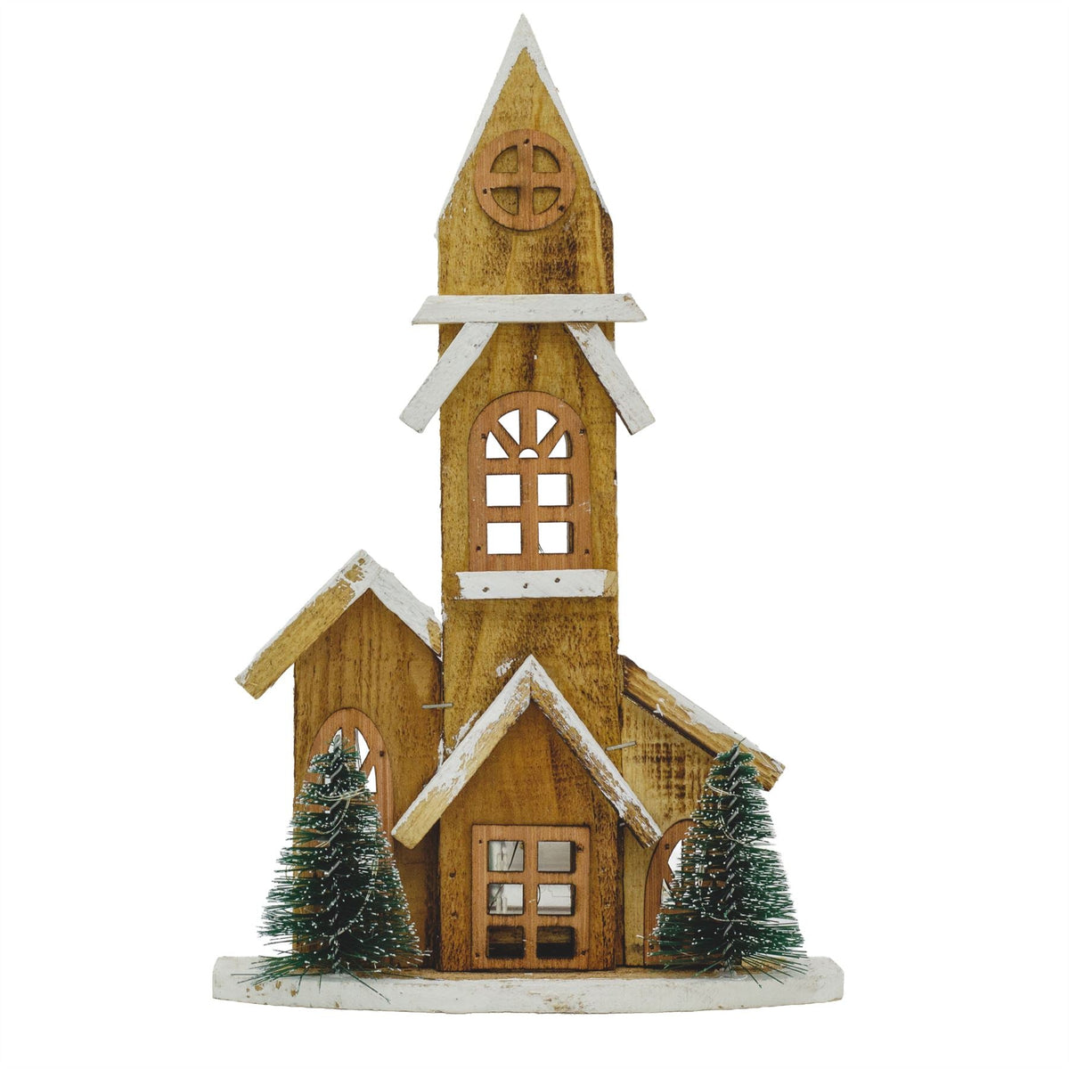 LED Wooden Christmas House with Trees | Light-Up Nordic House Ornament LED Light - Tophatter Daily Deals