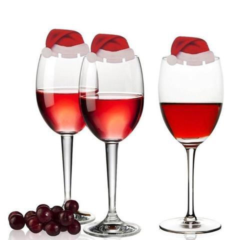 10PcsLot Paper Red Christmas Hat Wine Champagne Tipple Cup Card Christmas Party Table Decor DIY Decorations For Home 0 - Tophatter Daily Deals