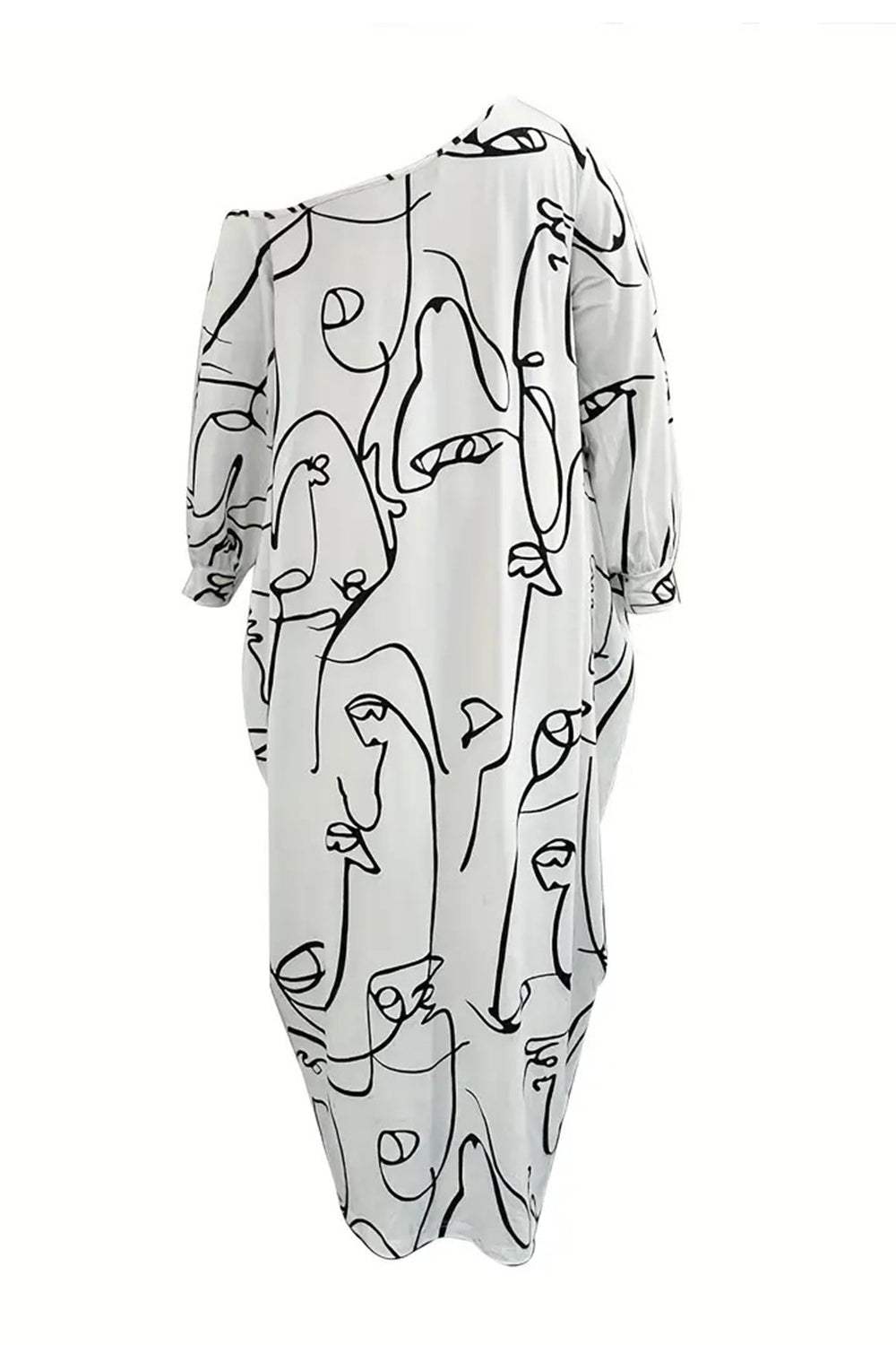 Printed Single Shoulder Lantern Sleeve Maxi Dress Casual Dresses - Tophatter Daily Deals