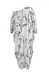 Printed Single Shoulder Lantern Sleeve Maxi Dress Casual Dresses - Tophatter Daily Deals