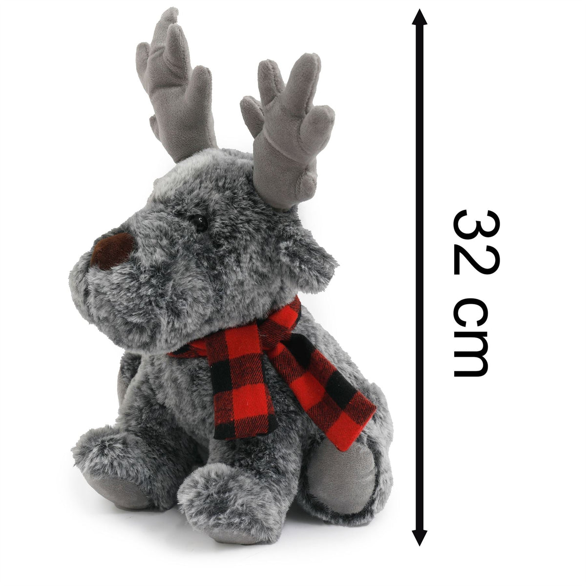 Alfie Reindeer Doorstop | Christmas Door Stop with Antlers & Checkered Scarf Doorstop - Tophatter Daily Deals