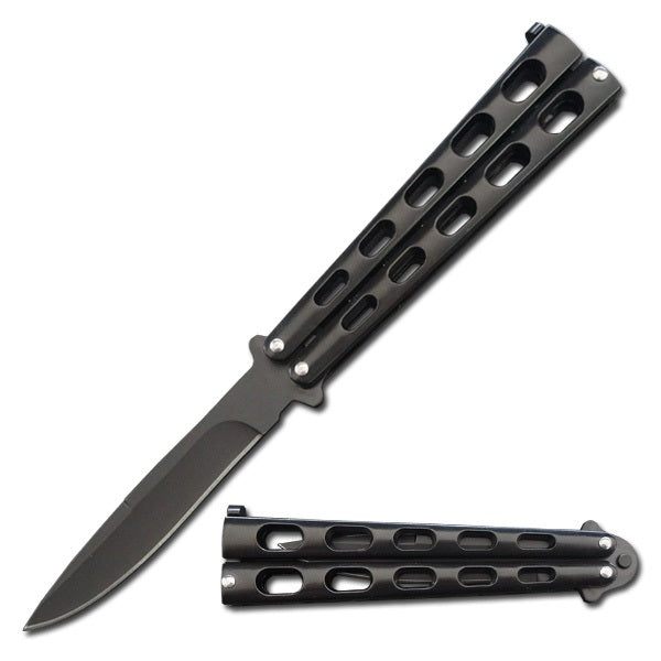 5.25" Closed Length Black Striker Balisong Butterfly Knife - TOPHATTER'S ARMORY DEALS Collectible Weapons - Tophatter Daily Deals