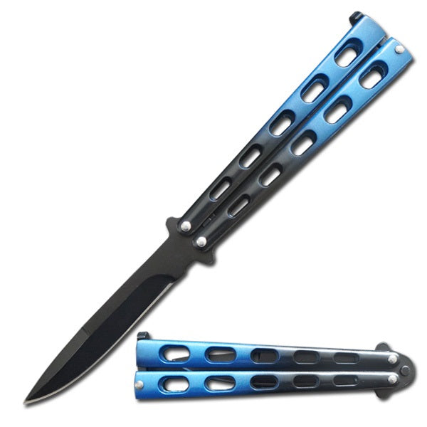 5.25" Closed Length Blue Striker Balisong Butterfly Knife - TOPHATTER'S ARMORY DEALS Collectible Weapons - Tophatter Daily Deals