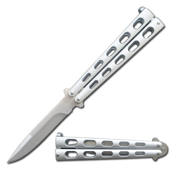 5.25" Closed Length Silver Striker Balisong Butterfly Knife - TOPHATTER'S ARMORY DEALS Collectible Weapons - Tophatter Daily Deals