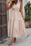 Decorative Button Notched Tiered Dress Casual Dresses - Tophatter Daily Deals