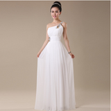 2021 speed selling wedding bridesmaid dress, banquet evening dress, single shoulder dinner party host, evening dress, banquet dress girl White 0 - Tophatter Daily Deals