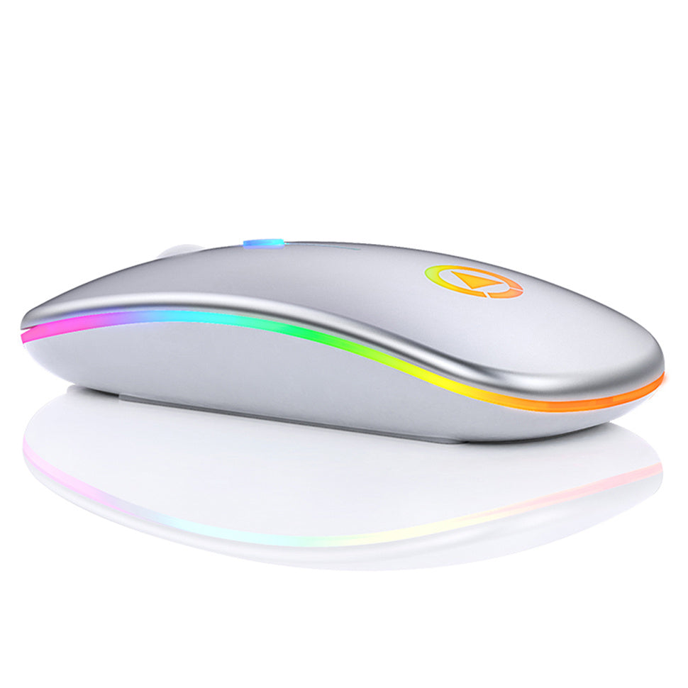 BLACK Silent ULTRA THIN rechargeable wireless mouse 7 GLOWING LIGHTS 0 - Tophatter Daily Deals