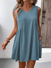 Ruched V-Neck Sleeveless Mini Dress Casual Dresses - Tophatter Daily Deals