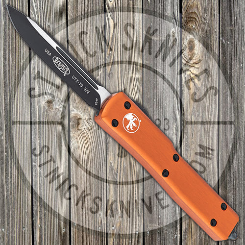 Microtech - UTX-70 - S/E - Black Blade - Black Hardware - Orange Chassis - 148-1OR Automatic Knives - Tophatter Daily Deals