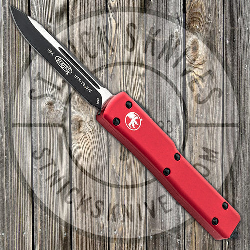 Microtech - UTX-70 - S/E - Black Blade - Black Hardware - Red Chassis - 148-1RD Automatic Knives - Tophatter Daily Deals