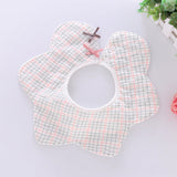 360° rotating flower waterproof saliva towel Gray red grid 0 - Tophatter Daily Deals