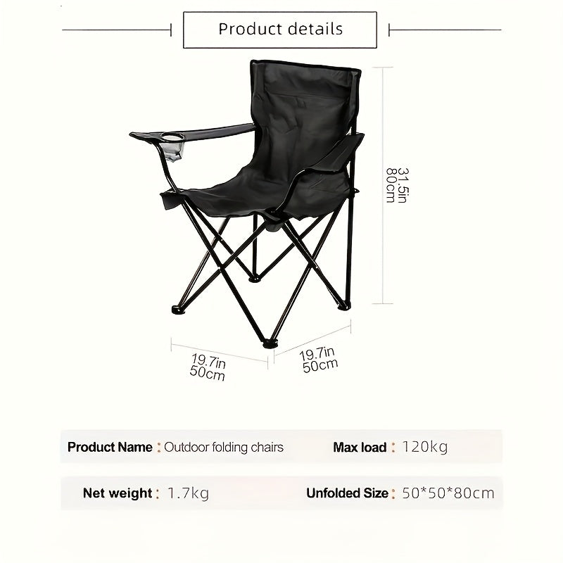 Camping Chair with Portable Steel Frame Outdoor Recreation > Camping > Camp Furniture - Tophatter Daily Deals