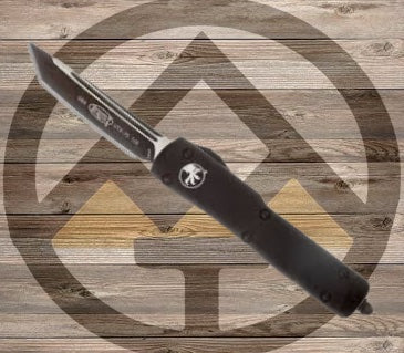 Microtech 149-1T UTX-70 Tactical AUTO OTF Knife 2.41" Black Tanto Plain Blade, Black Aluminum Handles Automatic Knives - Tophatter Daily Deals