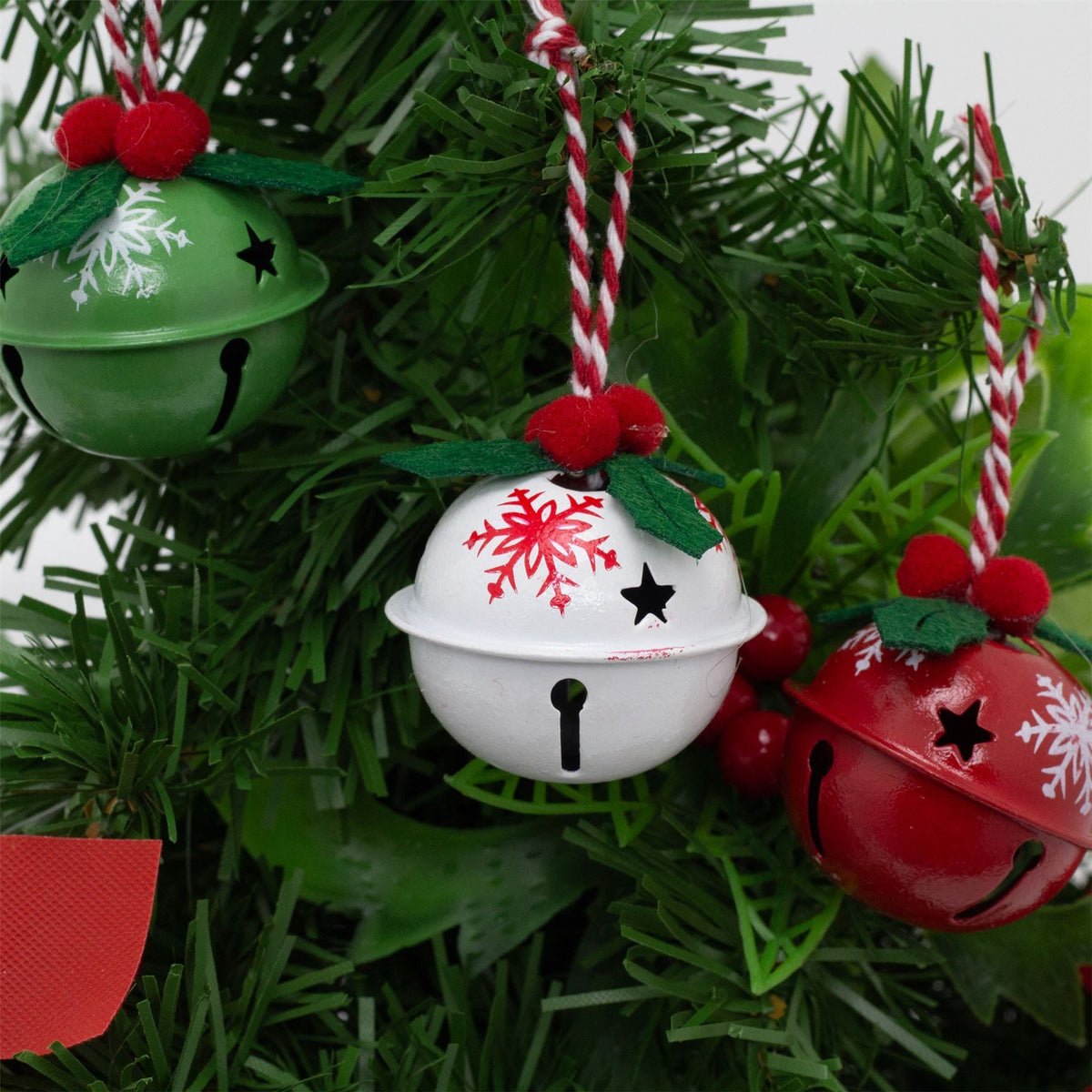 Pack of 12 Small Festive Jingle Bell Baubles | Christmas Tree Ornaments - 4cm Baubles - Tophatter Daily Deals
