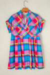 Plaid Notched Short Sleeve Mini Dress Casual Dresses - Tophatter Daily Deals